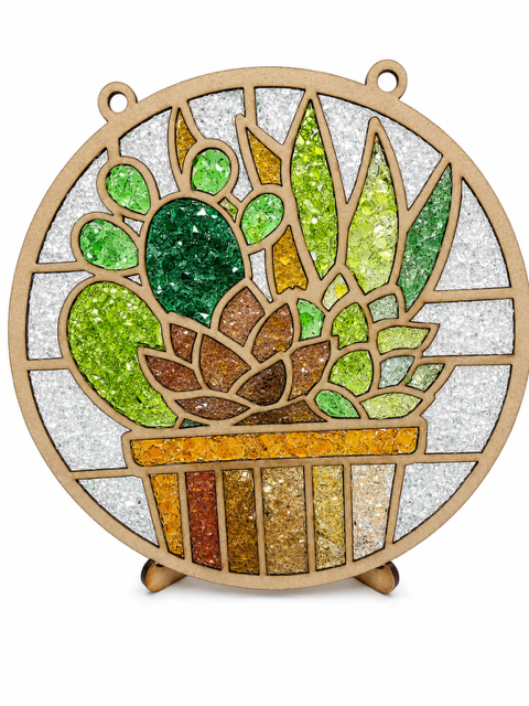 Succulent Suncatcher Crushed Glass Kit